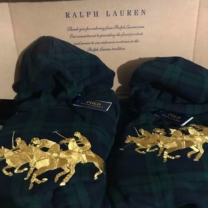 Polo Ralph Lauren Tartan Plaid 3 Horseman Gold Pony Hoodie Sizes XXL & Small